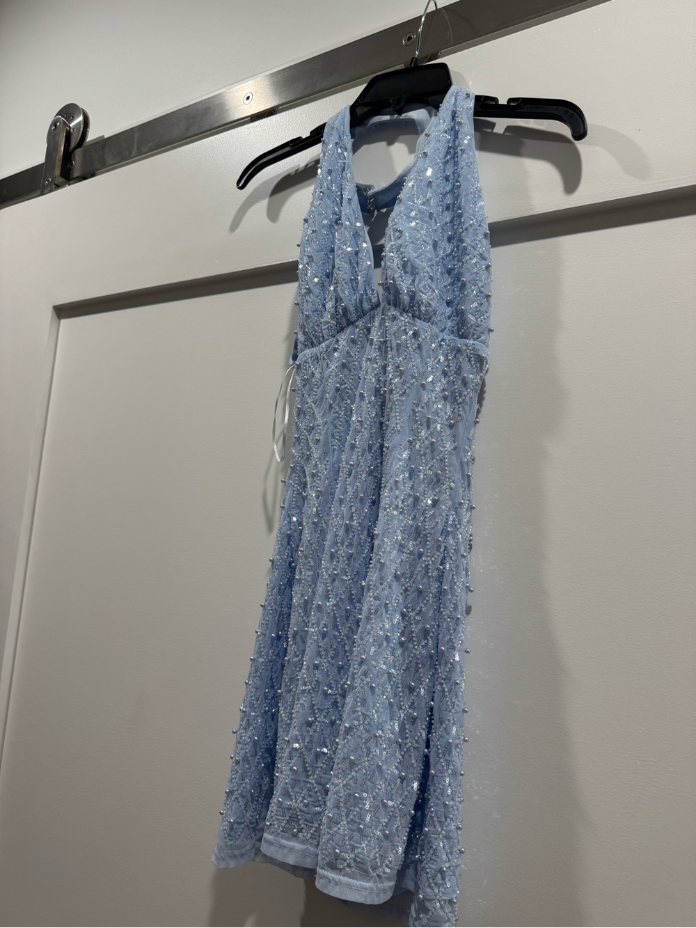 New nwt Light Blue Beaded Halter Dress